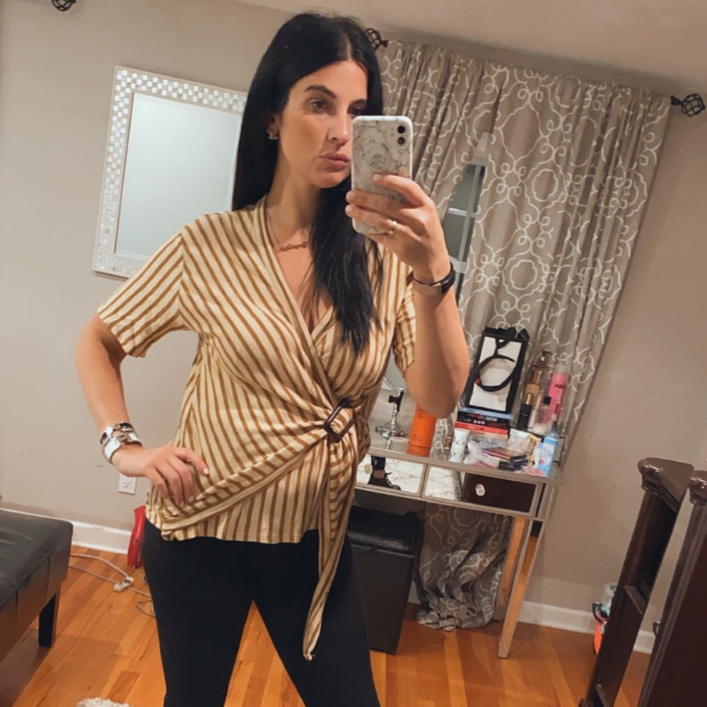 Zara striped cross over top